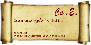 Cseresznyák Edit névjegykártya